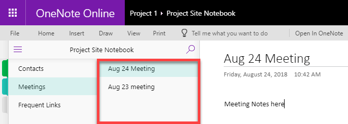 Onenote Project Management Notebook